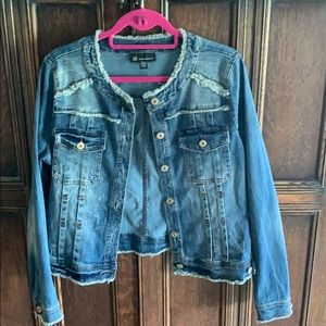 INC denim jacket . Distressed denim